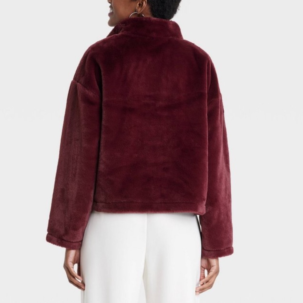 A New Day Women's Faux Fur Quarter Zip Sweatshirt - Picture 6 of 7
